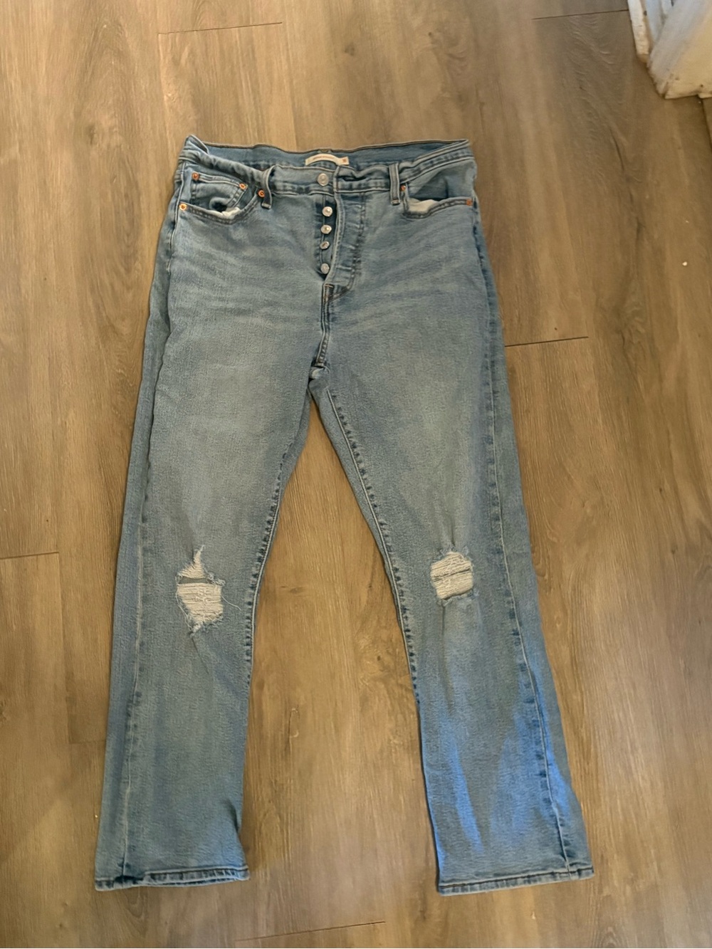 Levi's Light Blue Straight Leg Ripped Jeans